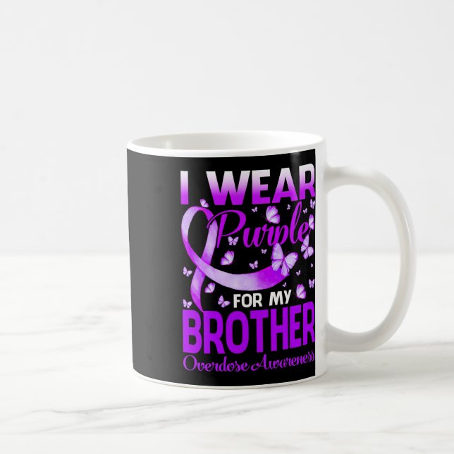 I Wear Purple For My Brother Overdose Awareness Bu Coffee Mug (Right)