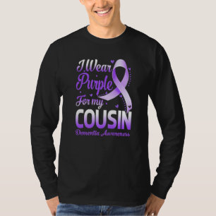 I Wear Purple For My Cousin Dementia Awareness Rib T-Shirt