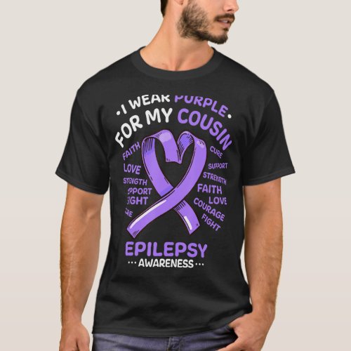 I Wear Purple For My Cousin Epilepsy Awareness Rib T_Shirt