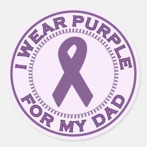 I Wear Purple For My Dad Classic Round Sticker