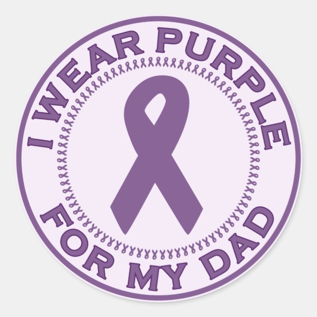 I Wear Purple For My Dad Classic Round Sticker (Front)