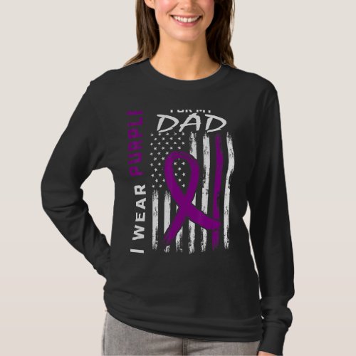 I Wear Purple For My Dad Epilepsy Awareness Americ T_Shirt