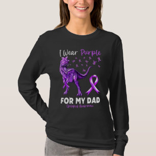 I Wear Purple For My Dad Epilepsy Awareness Dinosa T-Shirt