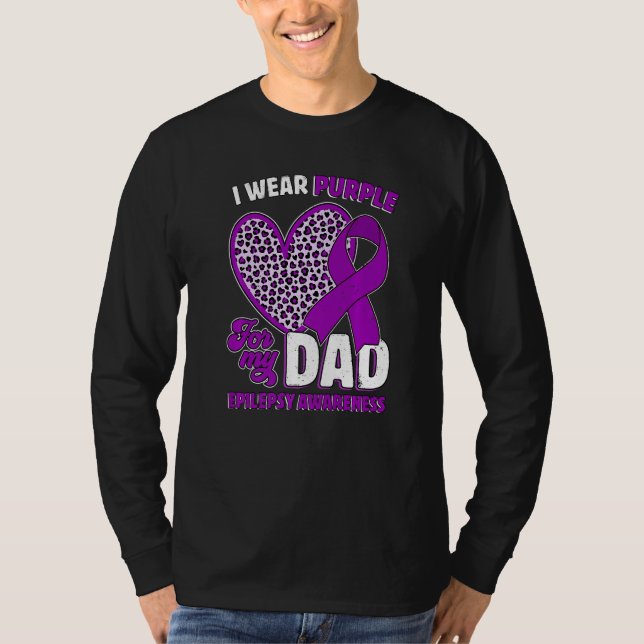 I Wear Purple For My Dad Epilepsy Awareness Leopar T-Shirt (Front)