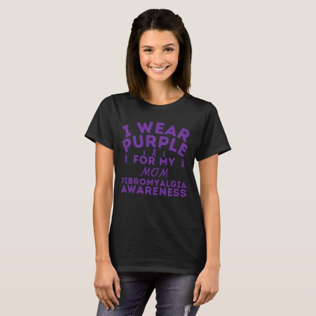 I Wear Purple For My Dad Fibromyalgia Customize T-Shirt (Front Full)