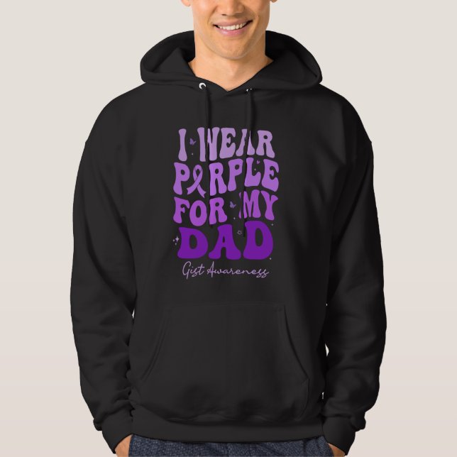 I Wear Purple For My Dad GIST Awareness Retro Groo Hoodie (Front)