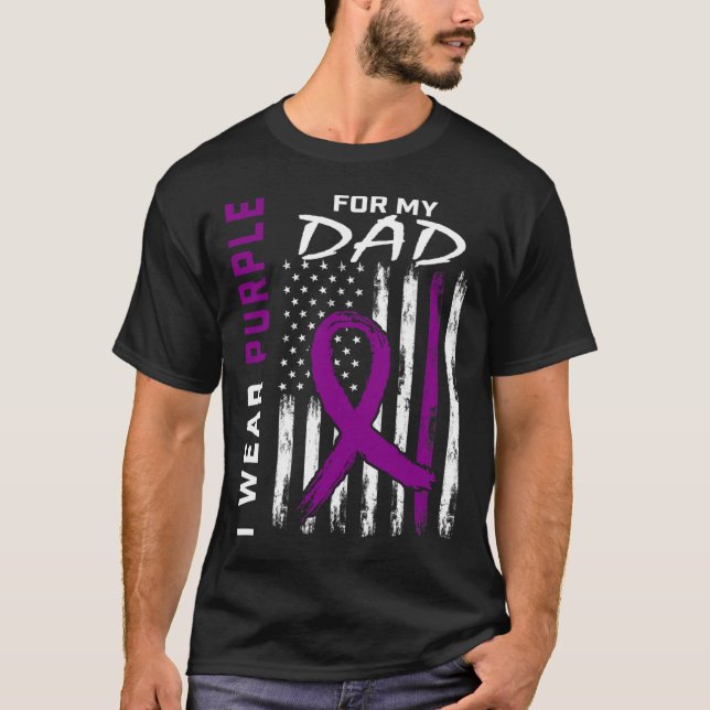 I Wear Purple For My Dad Pancreatic Cancer Awarene T-Shirt (Front)