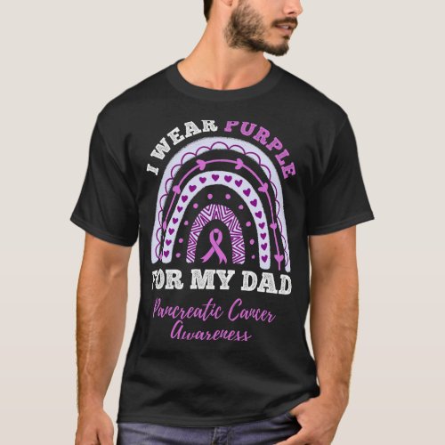 I Wear Purple For My Dad Pancreatic Cancer Awarene T_Shirt