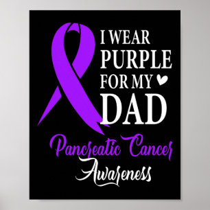 I Wear Purple For My Dad Tee Pancreatic Cancer Awa Poster