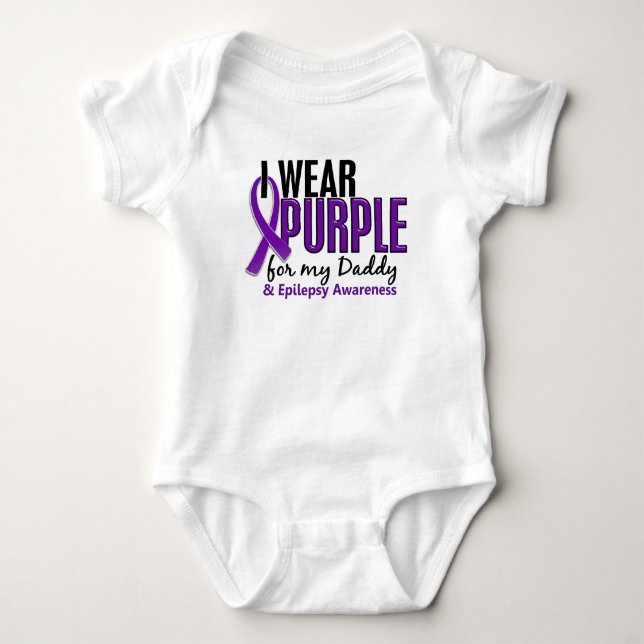 I Wear Purple For My Daddy 10 Epilepsy Baby Bodysuit (Front)