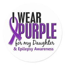 I Wear Purple For My Daughter 10 Epilepsy Classic Round Sticker