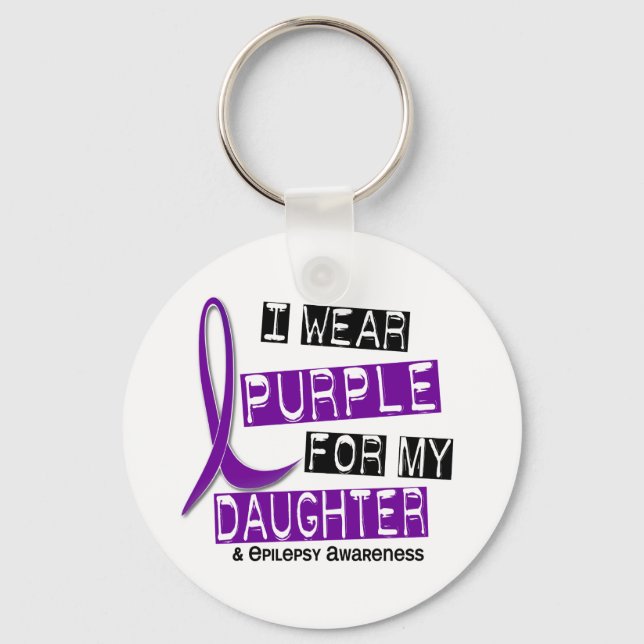 I Wear Purple For My Daughter 37 Epilepsy Keychain (Front)
