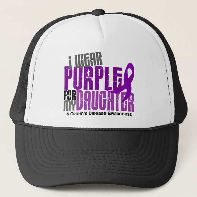 I Wear Purple For My Daughter 6 Crohn’s Disease Trucker Hat (Front)