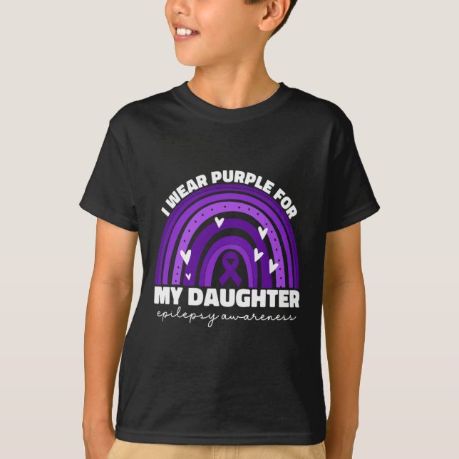 I Wear Purple For My Daughter Epilepsy Awareness M T-Shirt (Front)