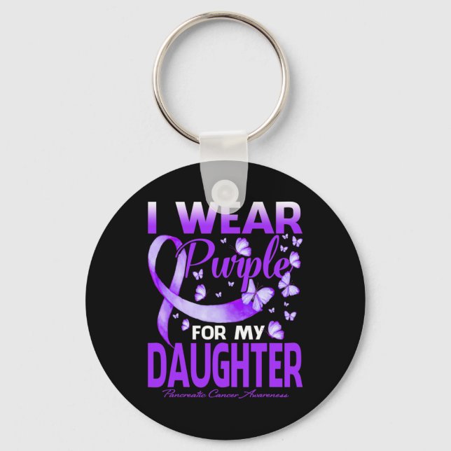 I Wear Purple For My Daughter Pancreatic Cancer Aw Keychain (Front)