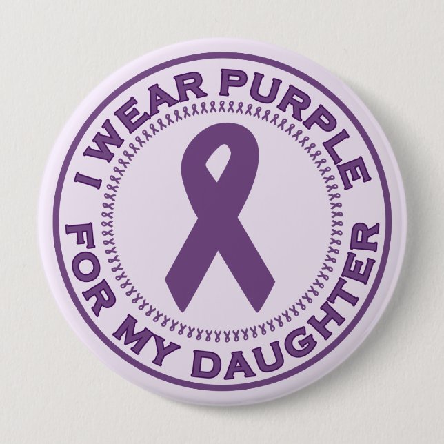 I Wear Purple For My Daughter Pinback Button (Front)