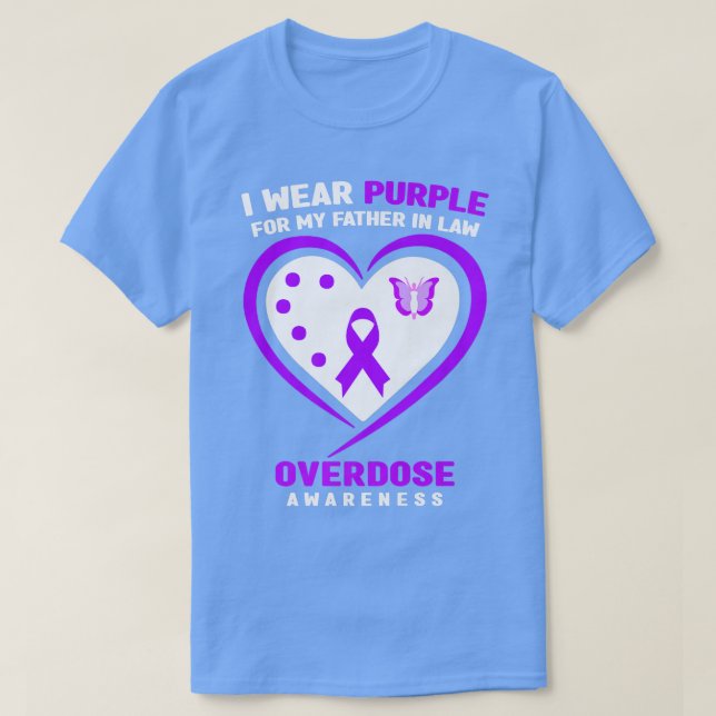 I Wear Purple For My Father In Law Overdose Awaren T-Shirt (Design Front)