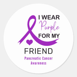 I Wear Purple For My Friend Pancreatic Cancer Classic Round Sticker