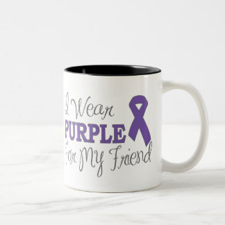I Wear Purple For My Friend (Purple Ribbon) Two-Tone Coffee Mug