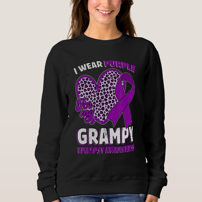 I Wear Purple For My Grampy Epilepsy Awareness Leo Sweatshirt (Front)