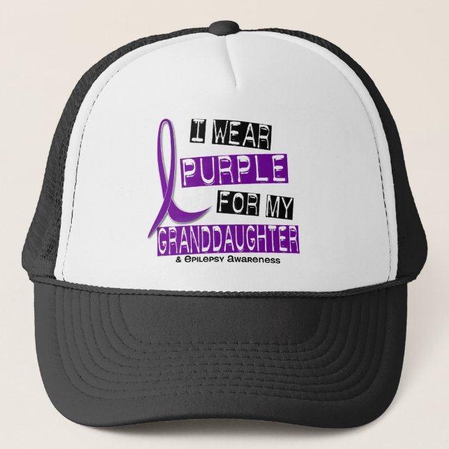 I Wear Purple For My Granddaughter 37 Epilepsy Trucker Hat (Front)