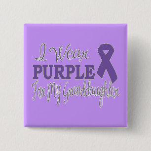 I Wear Purple For My Granddaughter (Purple Ribbon) Button