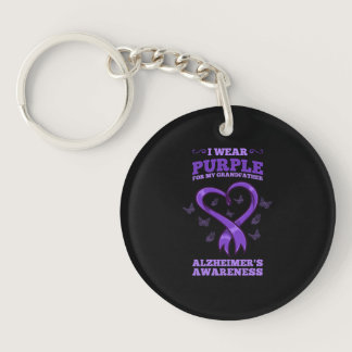 I Wear Purple For My Grandfather Alzheimers Keychain