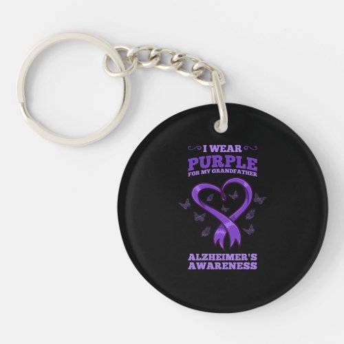 I Wear Purple For My Grandfather Alzheimers Keychain