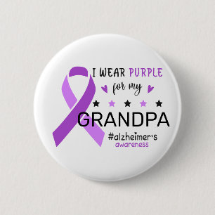 I Wear Purple For My Grandma Alzheimer Awareness Button