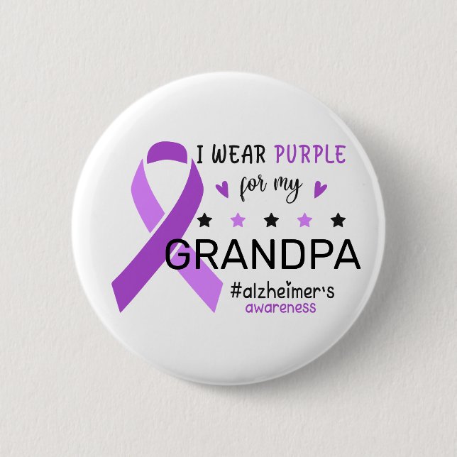 I Wear Purple For My Grandma Alzheimer Awareness Button (Front)