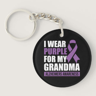 I Wear Purple For My Grandma Alzheimer's Awareness Keychain
