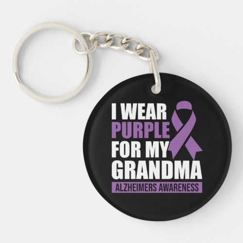 I Wear Purple For My Grandma Alzheimers Awareness Keychain