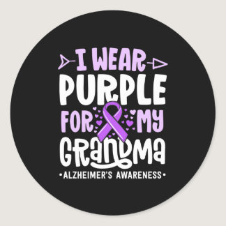I Wear Purple For My Grandma Alzheimers Family Classic Round Sticker