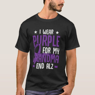 I Wear Purple For My Grandma End Alz Alzheimer Awa T-Shirt