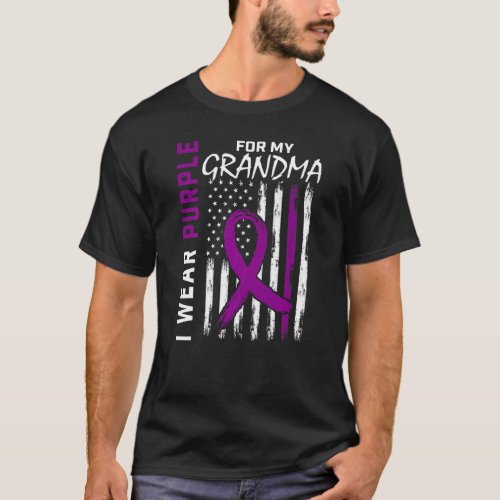 I Wear Purple For My Grandma Epilepsy Awareness Fl T_Shirt