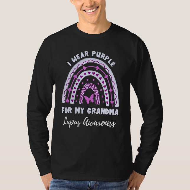 I Wear Purple For My Grandma Lupus Awareness Rainb T-Shirt (Front)