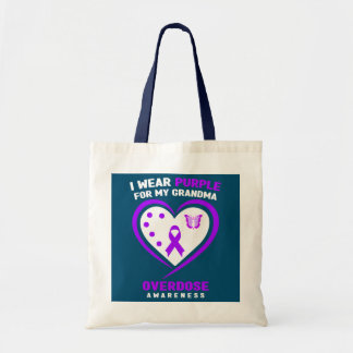 I Wear Purple For My Grandma Overdose Awareness Tote Bag