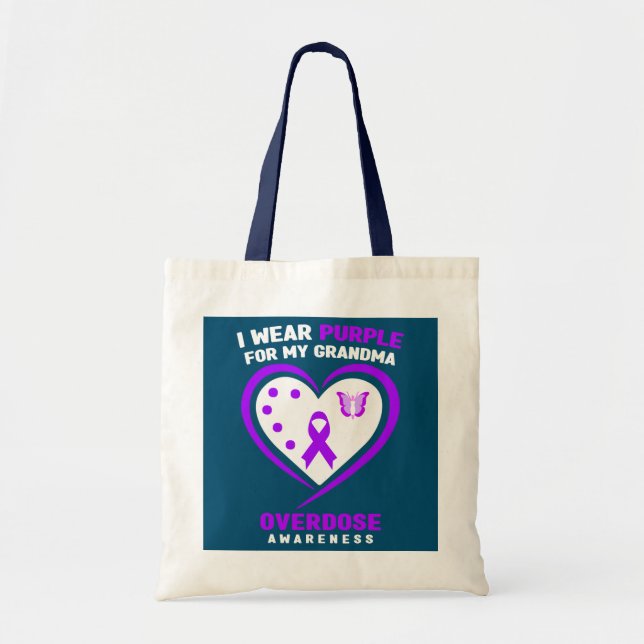 I Wear Purple For My Grandma Overdose Awareness  Tote Bag (Front)