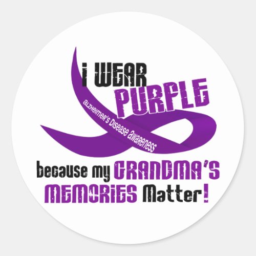 I Wear Purple For My Grandmaâs Memories 33 Classic Round Sticker