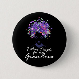 I Wear Purple For My Grandma Support Heimerheimer Button