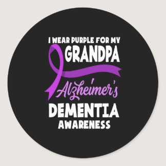 I Wear Purple For My Grandpa Alzheimer's Dementia Classic Round Sticker