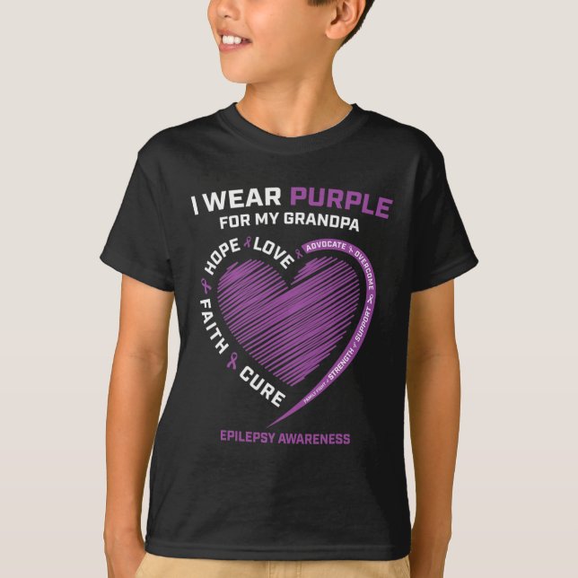 I Wear Purple For My Grandpa Epilepsy Awareness Ki T-Shirt (Front)