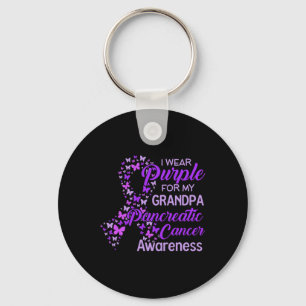 I Wear Purple For My Grandpa Pancreatic Cancer 1 Keychain