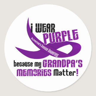 I Wear Purple For My Grandpa’s Memories 33 Classic Round Sticker
