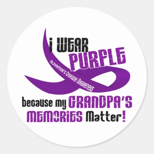 I Wear Purple For My Grandpas Memories 33 Classic Round Sticker