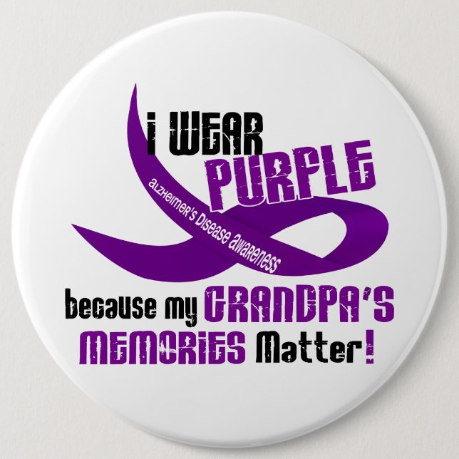 I Wear Purple For My Grandpa’s Memories 33 Pinback Button (Front)