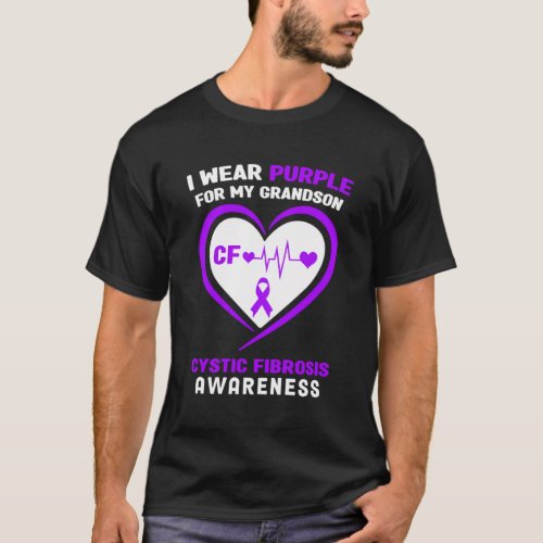 I Wear Purple For My Grandson Cystic Fibrosis Awar T_Shirt