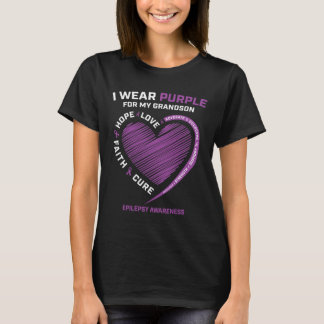 I Wear Purple For My Grandson Epilepsy Awareness M T-Shirt