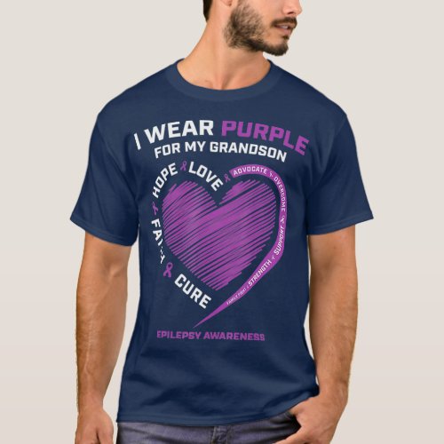 I Wear Purple For My Grandson Epilepsy Awareness T_Shirt
