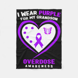 I Wear Purple For My Grandson Overdose Awareness Fleece Blanket